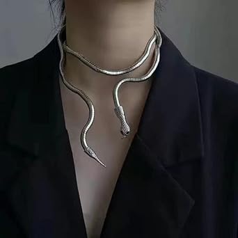 Collar moldeable serpiente plateado